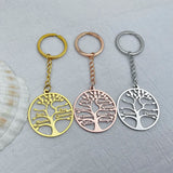 Tree of Life Pendant Keychain with Names Stainless Steel Personalized Llavero