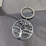 Tree of Life Pendant Keychain with Names Stainless Steel Personalized Llavero