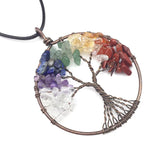 Tree of Life Pendant 7 Chakra Natural Stone Necklace