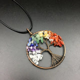 Tree of Life Pendant 7 Chakra Natural Stone Necklace