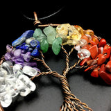 Tree of Life Pendant 7 Chakra Natural Stone Necklace