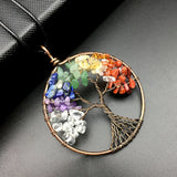 Tree of Life Pendant 7 Chakra Natural Stone Necklace