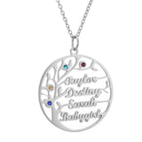 Tree of Life Pendant Necklace with Birthstone Crystal