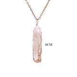 Tree of Life Quartz Crystal Pendant Wire Wrapped Gemstone Necklace
