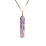 Tree of Life Quartz Crystal Pendant Wire Wrapped Gemstone Necklace