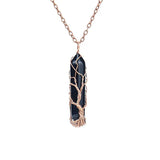 Tree of Life Quartz Crystal Pendant Wire Wrapped Gemstone Necklace
