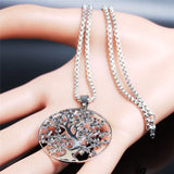Tree of Life Stainless Steel Necklace Women Silver Chain Jewelry