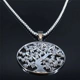 Tree of Life Stainless Steel Necklace Women Silver Chain Jewelry