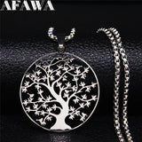 Tree of Life Stainless Steel Necklace Women Silver Chain Jewelry
