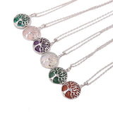 Family Tree Necklace Tree of Life Stone Pendant Chakra Mixed Natural Stone Jewel