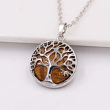 Family Tree Necklace Tree of Life Stone Pendant Chakra Mixed Natural Stone Jewel