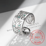 Tree of Life Wide Finger Ring 925 Sterling Silver Size Adjustable Band Bague