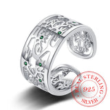Tree of Life Wide Finger Ring 925 Sterling Silver Size Adjustable Band Bague