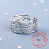 Tree of Life Wide Finger Ring 925 Sterling Silver Size Adjustable Band Bague