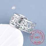 Tree of Life Wide Finger Ring 925 Sterling Silver Size Adjustable Band Bague