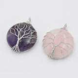 Tree of Life Wire Wrap Necklace Pendants Natural Amethysts Stone