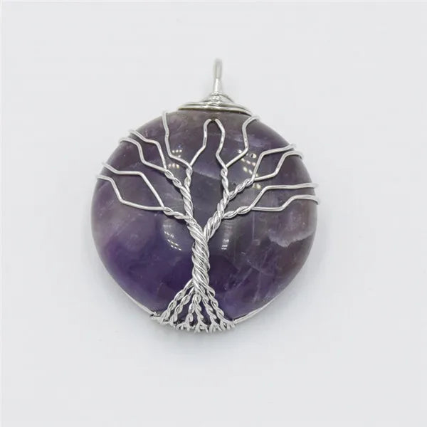 Tree of Life Wire Wrap Necklace Pendants Natural Amethysts Stone