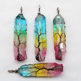 Tree of Life Clear Quartz Wire Wrapped Healing Crystal Pendant Gift