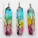 Tree of Life Clear Quartz Wire Wrapped Healing Crystal Pendant Gift