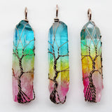 Tree of Life Clear Quartz Wire Wrapped Healing Crystal Pendant Gift