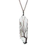 Tree of Life Clear Quartz Healing Crystal Pendant Necklace