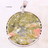 Tree of Life Green Unakite Epidote Necklace Pendant
