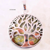 Tree of Life Green Unakite Epidote Necklace Pendant