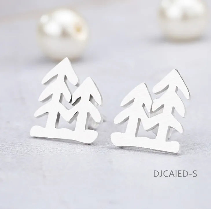 Tree Theme Earrings Studs Women Jewelry Girl Pretty Plant