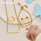Treebud Baby Name Jewelry Set - Personalized Stainless Steel Necklace