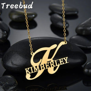 Treebud Capital Name Necklace Personalized Nameplate Pendant