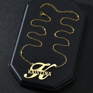 Treebud Capital Name Necklace Personalized Nameplate Pendant