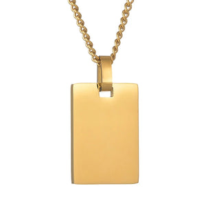 Treebud Engrave Photo Rectangle Pendant Necklace Stainless Steel