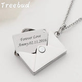 Treebud Envelope Necklace Stainless Steel Laser Engrave Pen