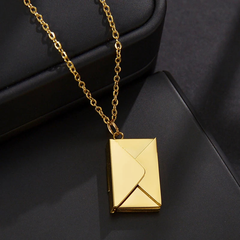 Treebud Envelope Necklace Stainless Steel Laser Engrave Pen