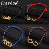 Treebud Names Bracelet Red Brown Rope Personalized Stainless Steel