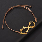 Treebud Names Bracelet Red Brown Rope Personalized Stainless Steel