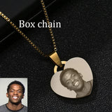 Treebud Photo Heart Pendant Necklace Stainless Steel Engraved