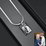 Treebud Photo Necklace Stainless Steel Custom Engraved Rectangle Pendant