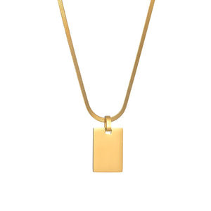 Treebud Photo Necklace Stainless Steel Custom Engraved Rectangle Pendant