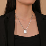 Treebud Photo Necklace Stainless Steel Custom Engraved Rectangle Pendant