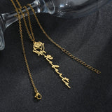 Personalized Stainless Steel Rose Name Necklace
