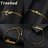 Treebud Name Necklace Bracelet Stainless Steel Cuban Chain Box Chain