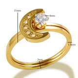 Star Moon Ring Set For Women Girl Lover Couple Crystal Jewelry