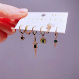 6pcs Mix Green Crocodile Hoop Earrings Set for Women