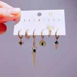 6pcs Mix Green Crocodile Hoop Earrings Set for Women