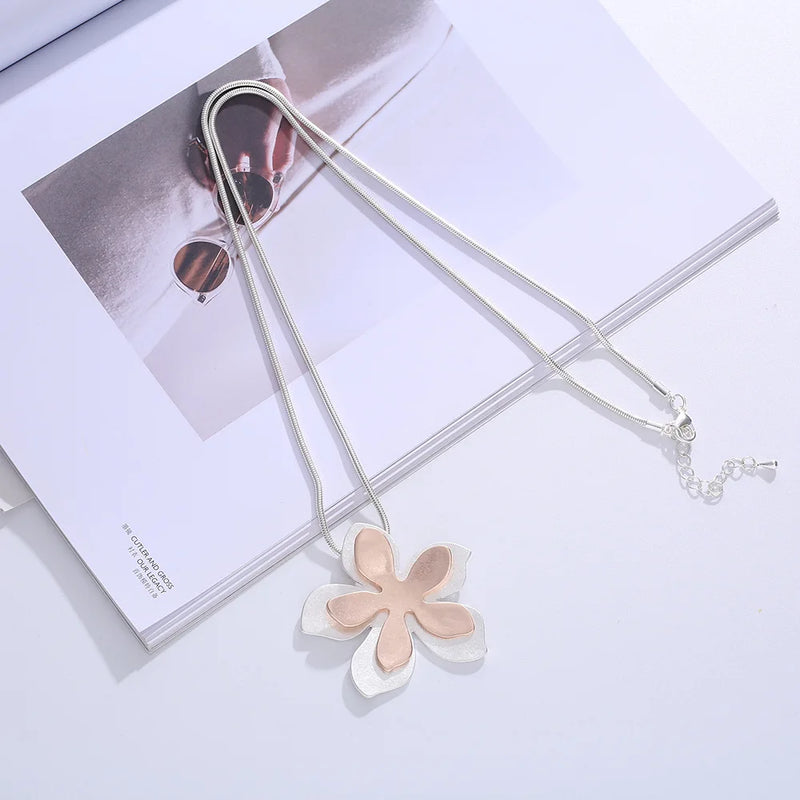 Charm Flowers Pendant Necklace Jewelry For Women Statement Gift