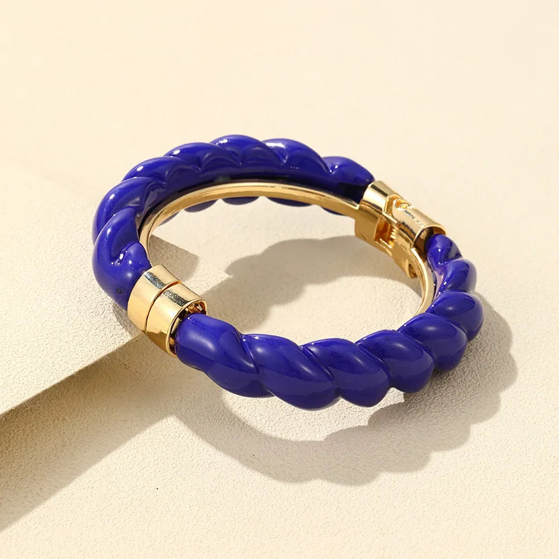 Colorful Open Bracelet Adjustable Women Retro Charm Resin Bangle