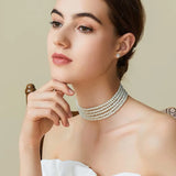 Multilayer Pearl Chain Choker Necklace for Women