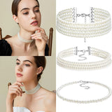 Multilayer Pearl Chain Choker Necklace for Women