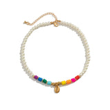 Polymer Clay Pearl Chain Necklace for Women Wedding Bride Boho Shell Pendant